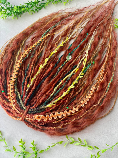 Autumn Nymph Dreadlocks – Copper & Ginger Forest Fantasy DE Hair Extensions
