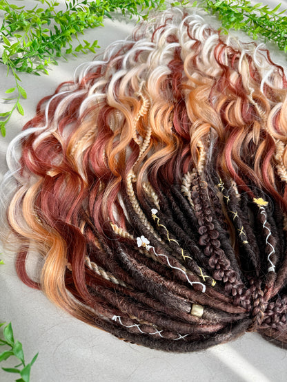 Honey Flame Dreadlocks – Ginger & Blonde Ombre Curly Fantasy Hair Extensions