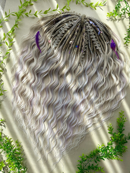 Moonlit Boho Dreadlocks – Blonde & Lavender Full Set Fantasy Hair Extensions
