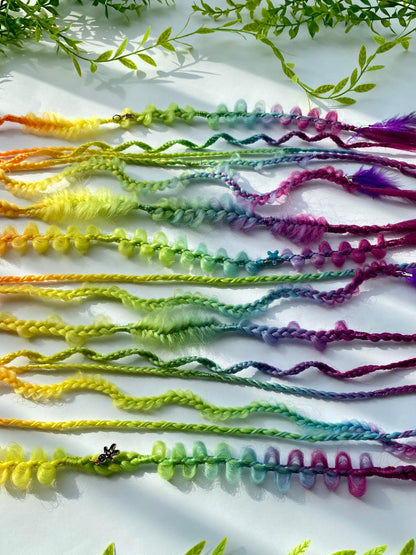 Color Gradient Braided Hair Clips – 5 Piece Set, Bold Festival Hair Accessories