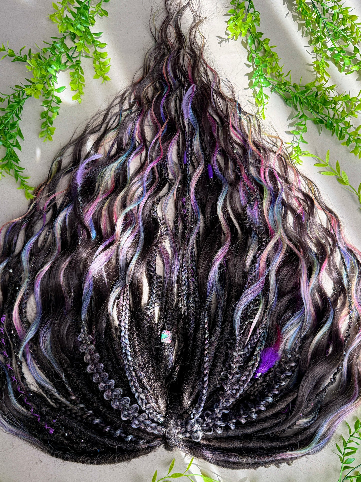 Rainbow Galaxy Dreadlocks – Curly Fantasy Hair Extensions (DE / SE)