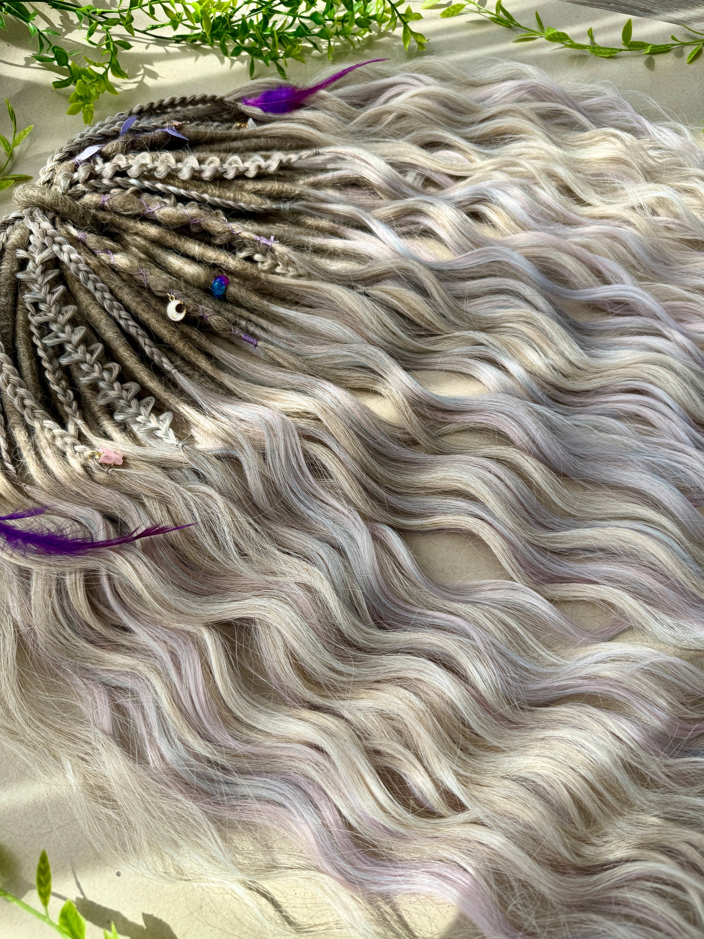 Moonlit Boho Dreadlocks – Blonde & Lavender Full Set Fantasy Hair Extensions