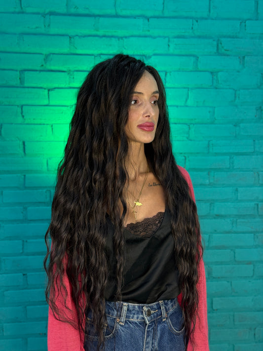 Dark Brown Natural Dreadlocks with Curls – Textured Boho Hair Extensions (DE / SE)