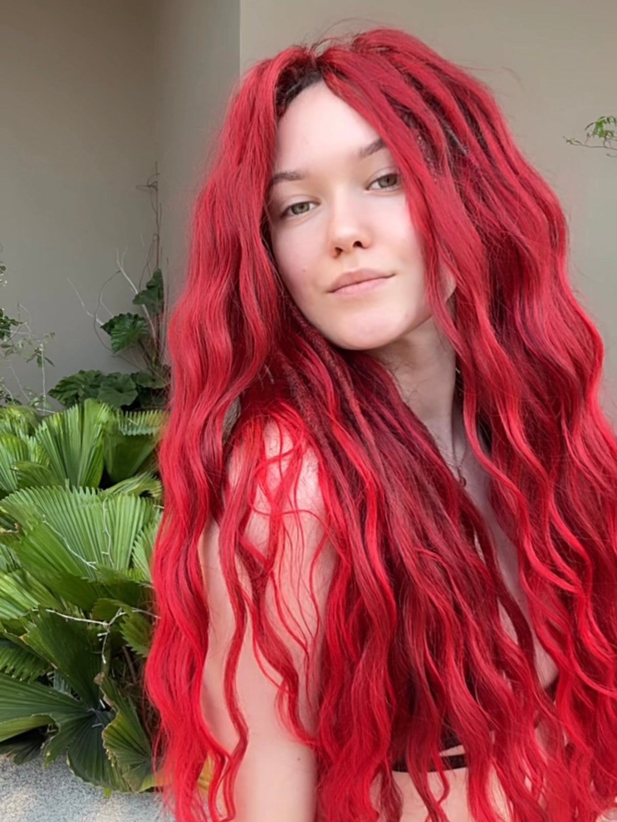 Red Ombre Dreadlock Curls – Synthetic Curly Fantasy Hair Extensions (DE / SE)