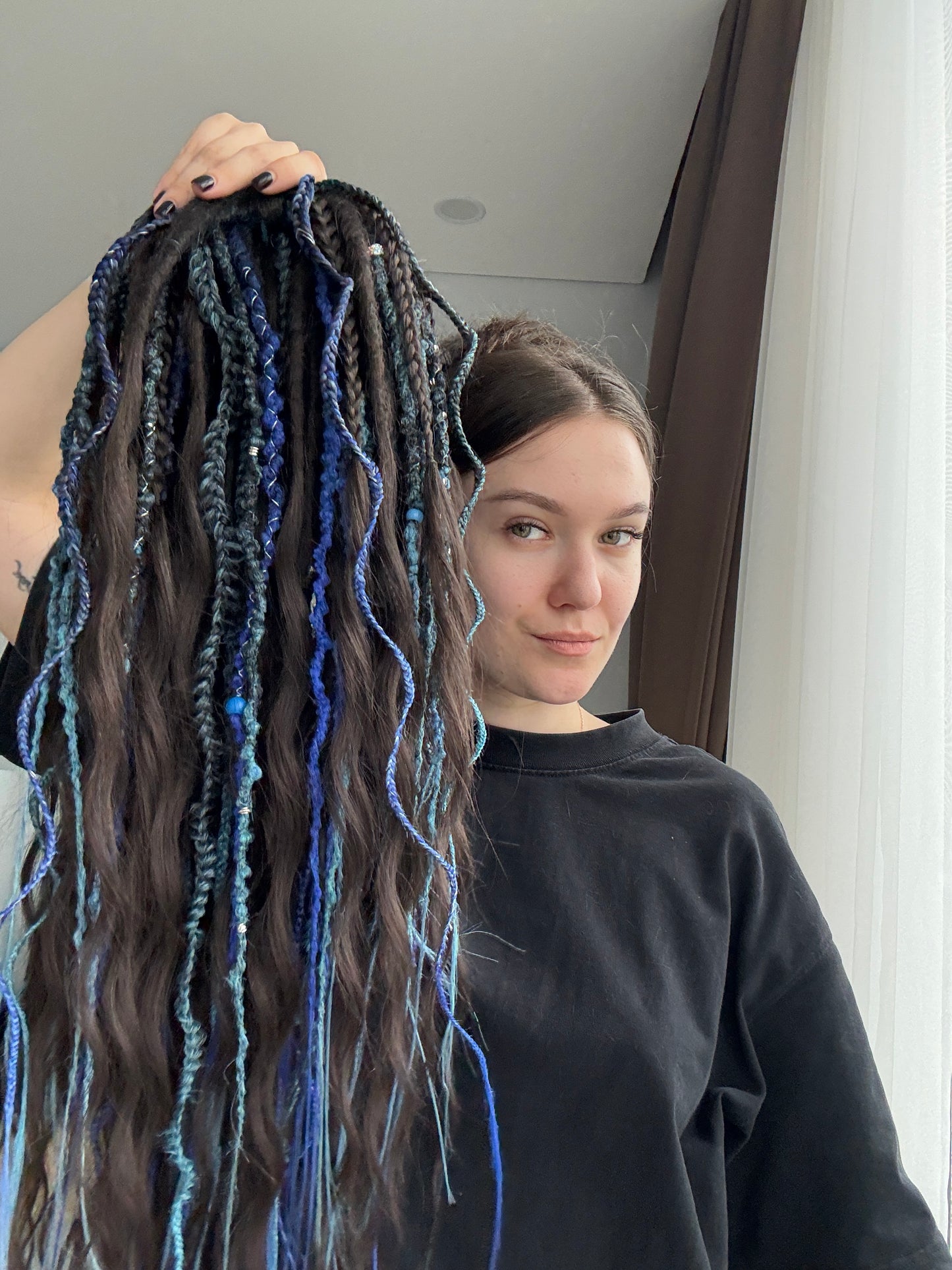 Blue Mermaid Dreadlocks – Teal & Sapphire Fantasy Hair Extensions (DE / SE)