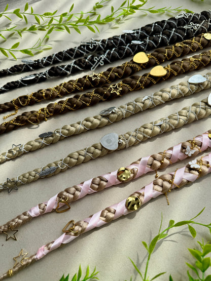 Clip-In Braided Hair Extensions with Charms – Boho Festival Hairpiece (Set of 2)