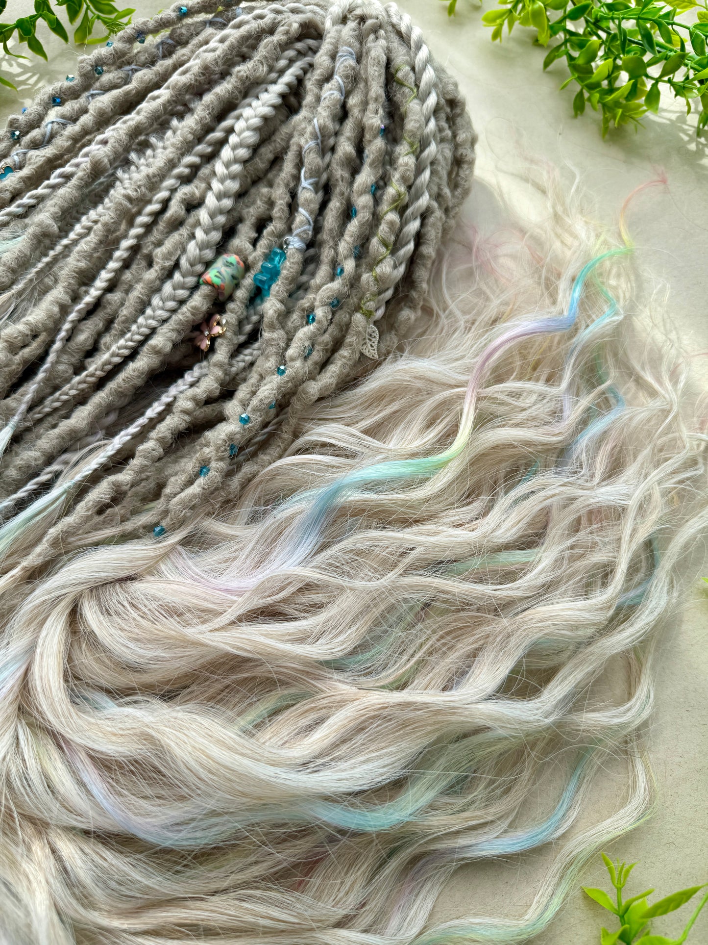 Prismborn Curls Dreadlocks – 90 cm Rainbow & Grey Extra Long Full Set | Collector’s Drop