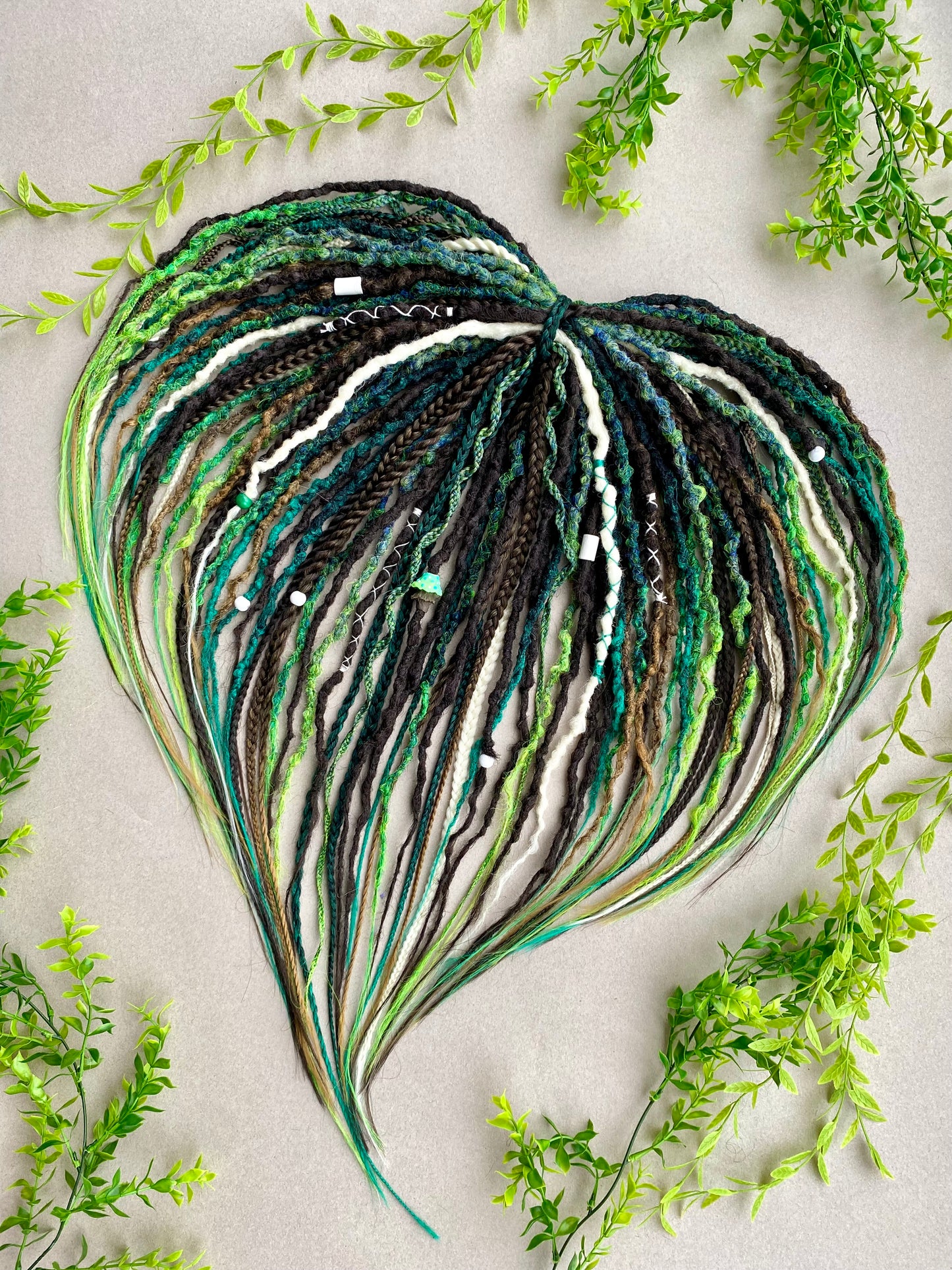 Forest Spirit Dreadlocks - Green & Brown Ombre | Handmade Fantasy Hair