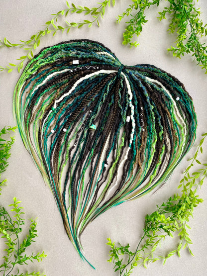 Forest Spirit Dreadlocks - Green & Brown Ombre | Handmade Fantasy Hair