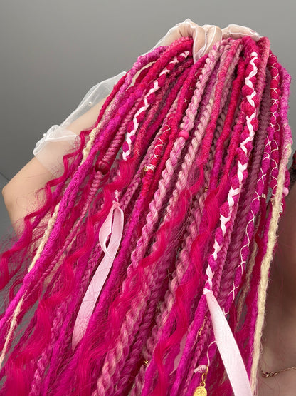 Magenta Muse Dreadlocks – Pink & Fuchsia Full Set Fantasy Hair Extensions