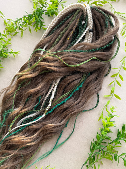 Green & Brown Ombre Dreadlocks – Forest Boho Hair Extensions