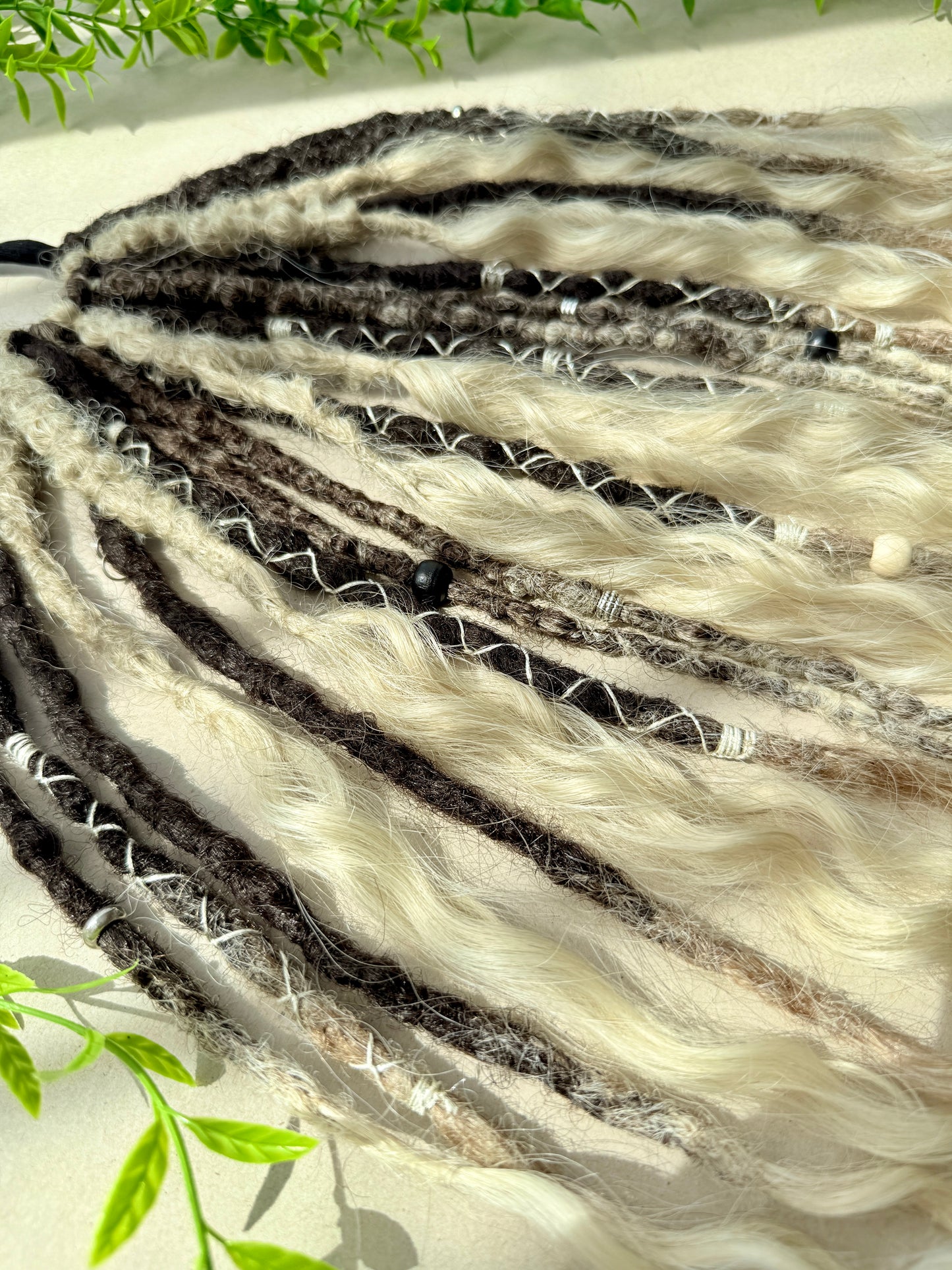 Blonde Brown Dread Scrunchie – Boho Hair Accessory, Wavy Dread Ponytail