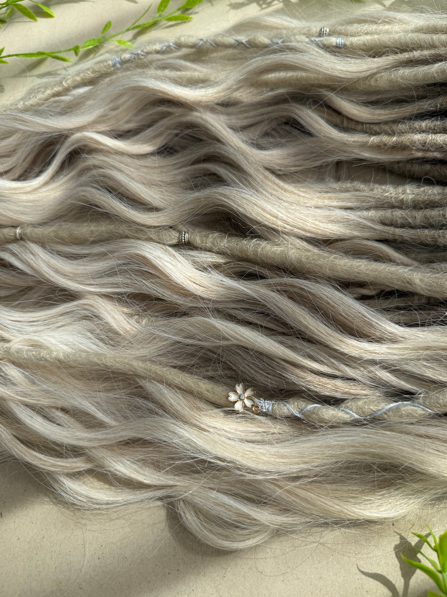 Blonde Ombre Dreadlocks with Curls – Cream & White Fantasy Hair Extensions (DE / SE)