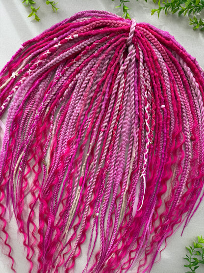 Magenta Muse Dreadlocks – Pink & Fuchsia Full Set Fantasy Hair Extensions