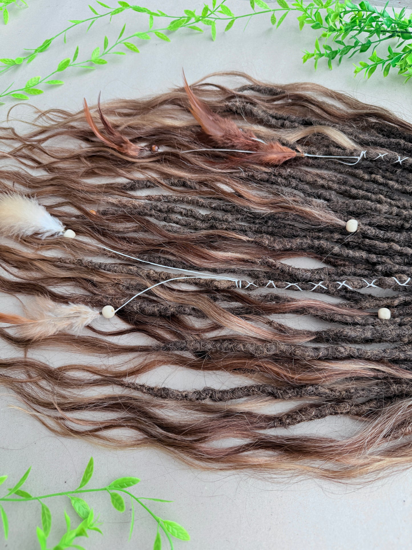 Brown Partial Dreadlock Set with Human Hair Ends | 26 DE Dreads for Undercut or Nape Install | Handmade Boho Dread Extensions | Ready to Ship