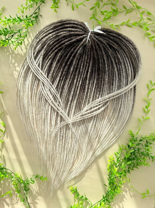 Graphite Grey to White Ombre Soft DE Dreadlocks | Ready to Ship | Handmade Synthetic Dreadlock Set
