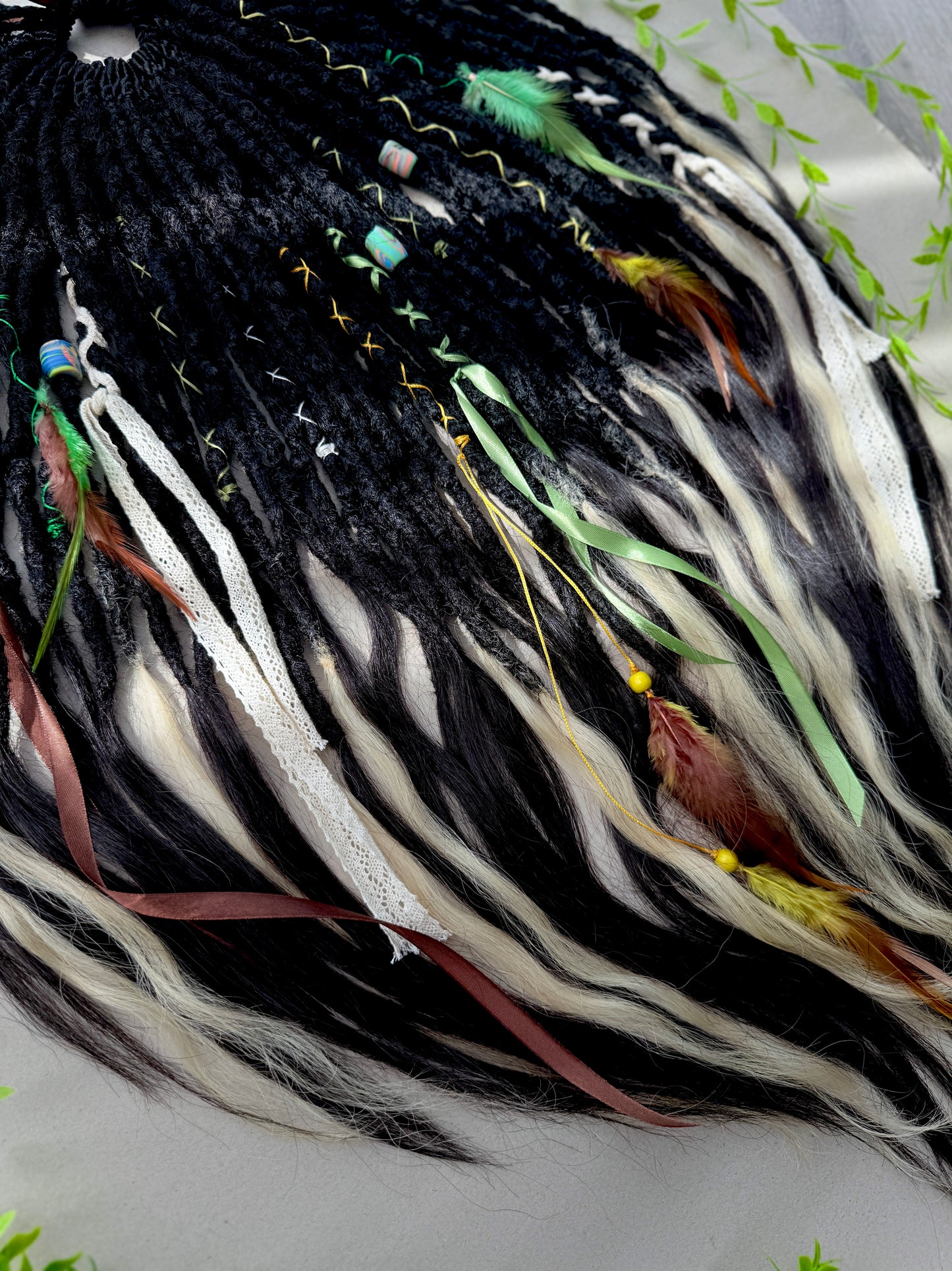 Black & Blonde Dreadlocks with Human Hair Tips – 80 cm SE Full Set