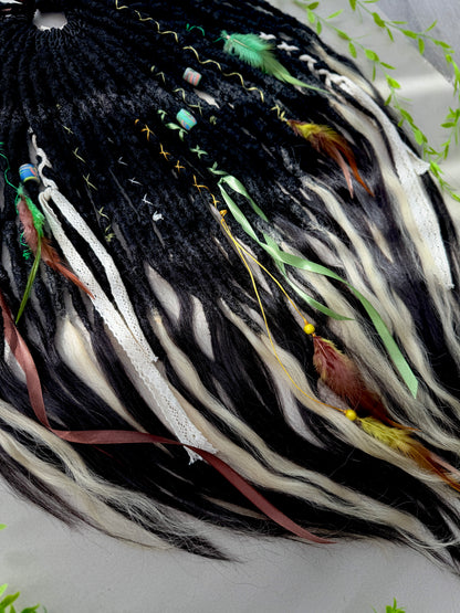 Black & Blonde Dreadlocks with Human Hair Tips – 80 cm SE Full Set