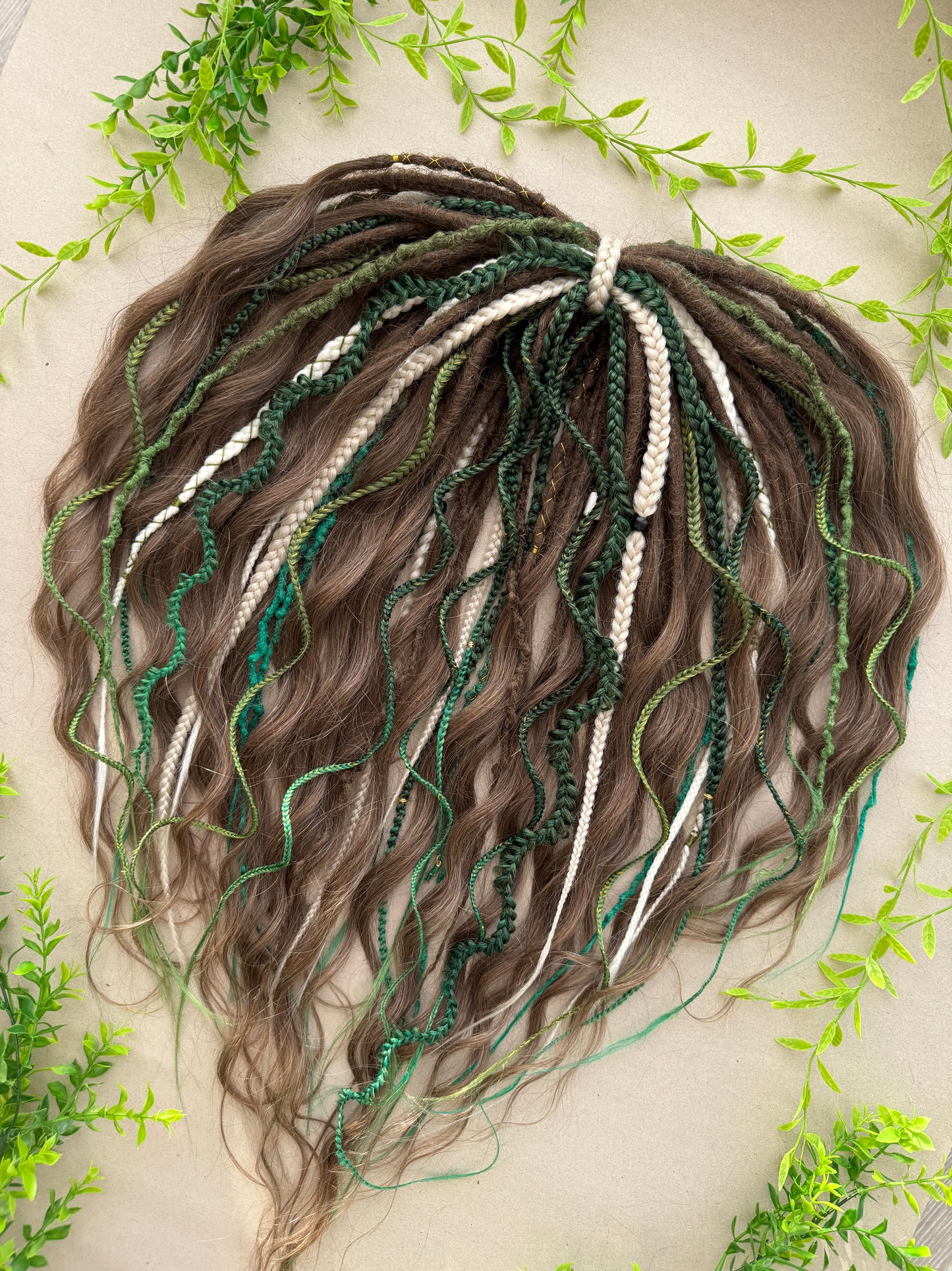 Green & Brown Ombre Dreadlocks – Forest Boho Hair Extensions
