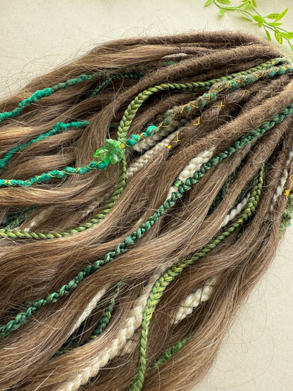 Green & Brown Ombre Dreadlocks – Forest Boho Hair Extensions