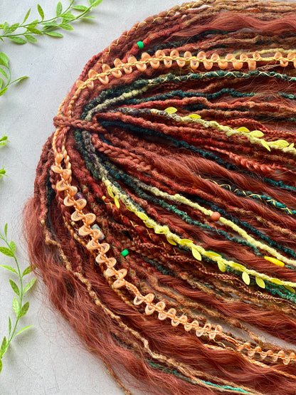 Autumn Nymph Dreadlocks – Copper & Ginger Forest Fantasy DE Hair Extensions