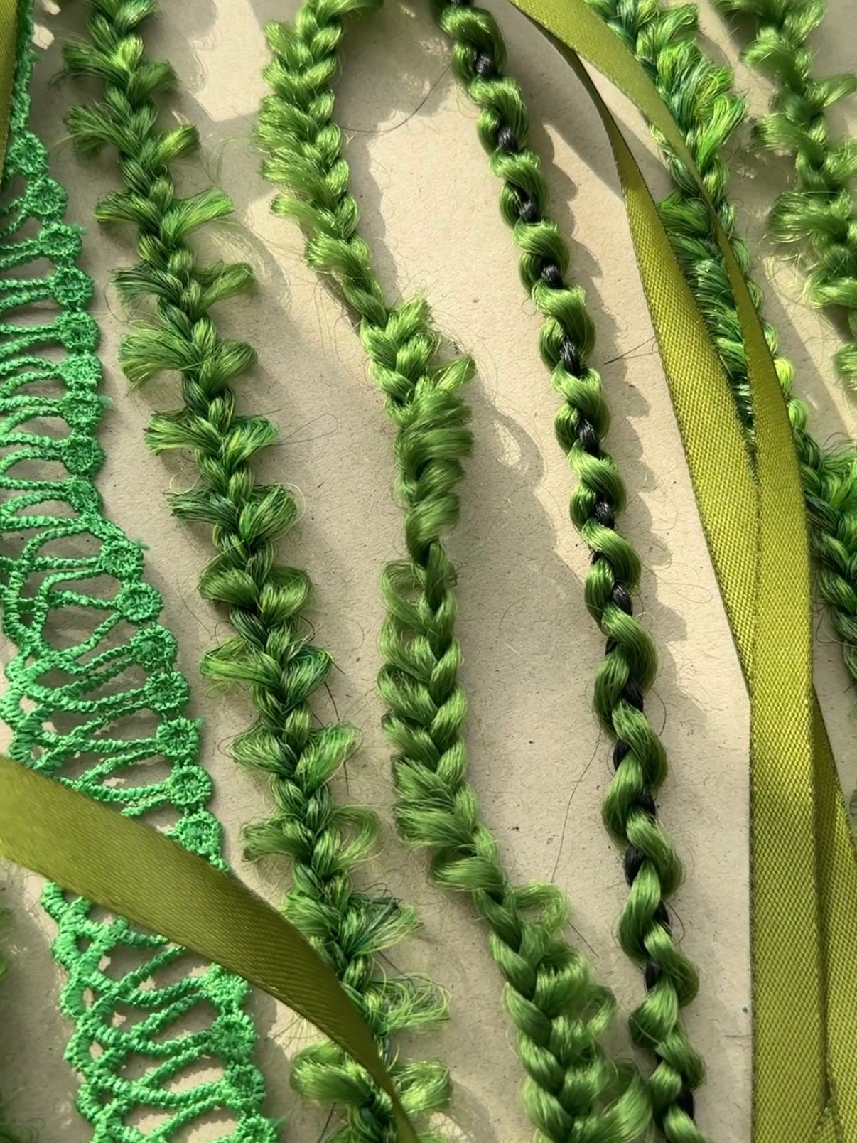 Green Boho Hair Stick with Braided Extensions – Forest Fairy Hair Accessory