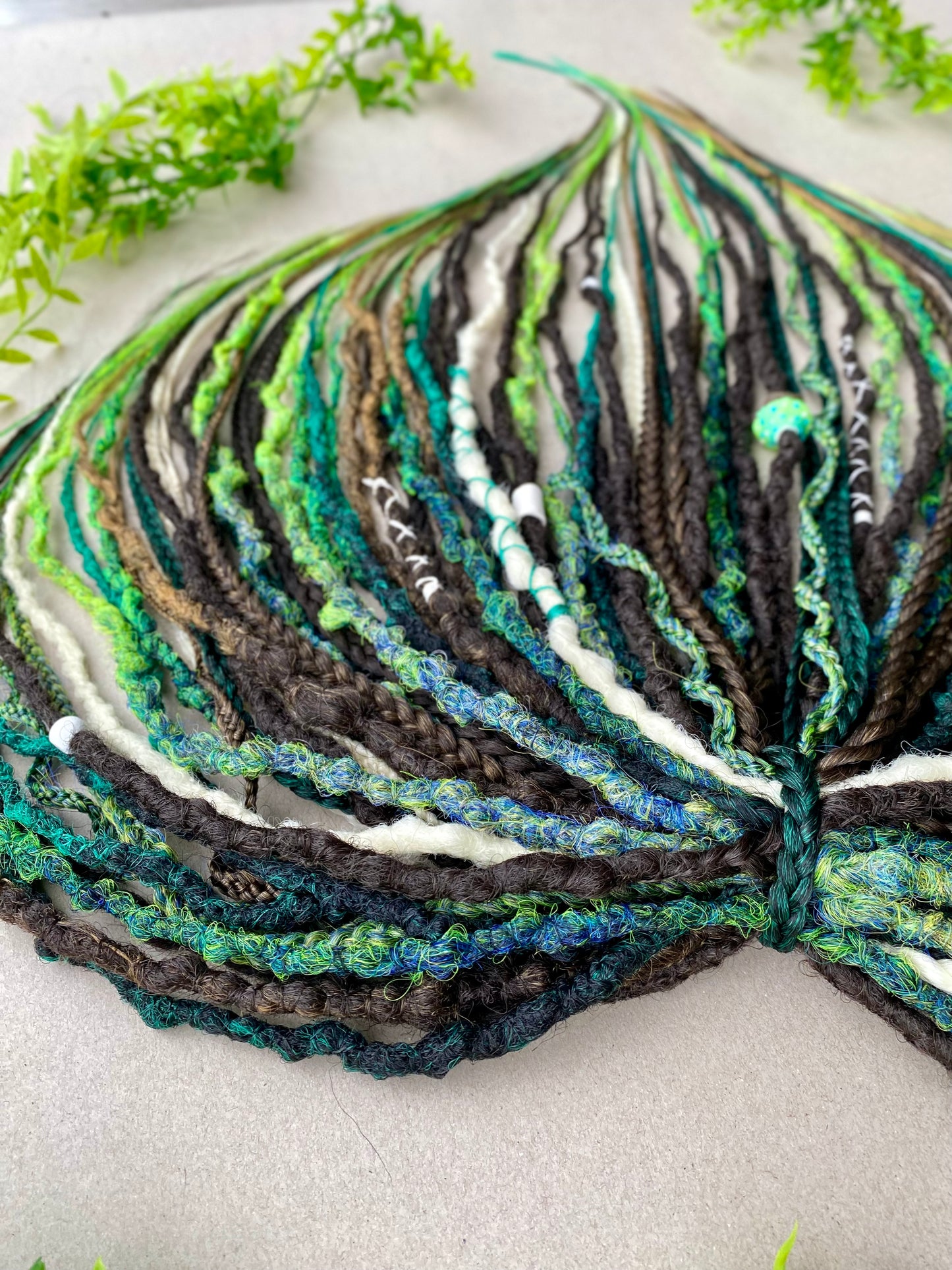 Forest Spirit Dreadlocks - Green & Brown Ombre | Handmade Fantasy Hair