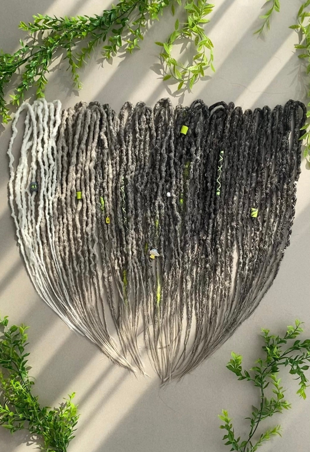 Neon Yellow Dreadlocks – Cyber Fantasy Full Set with Gray & White Accents