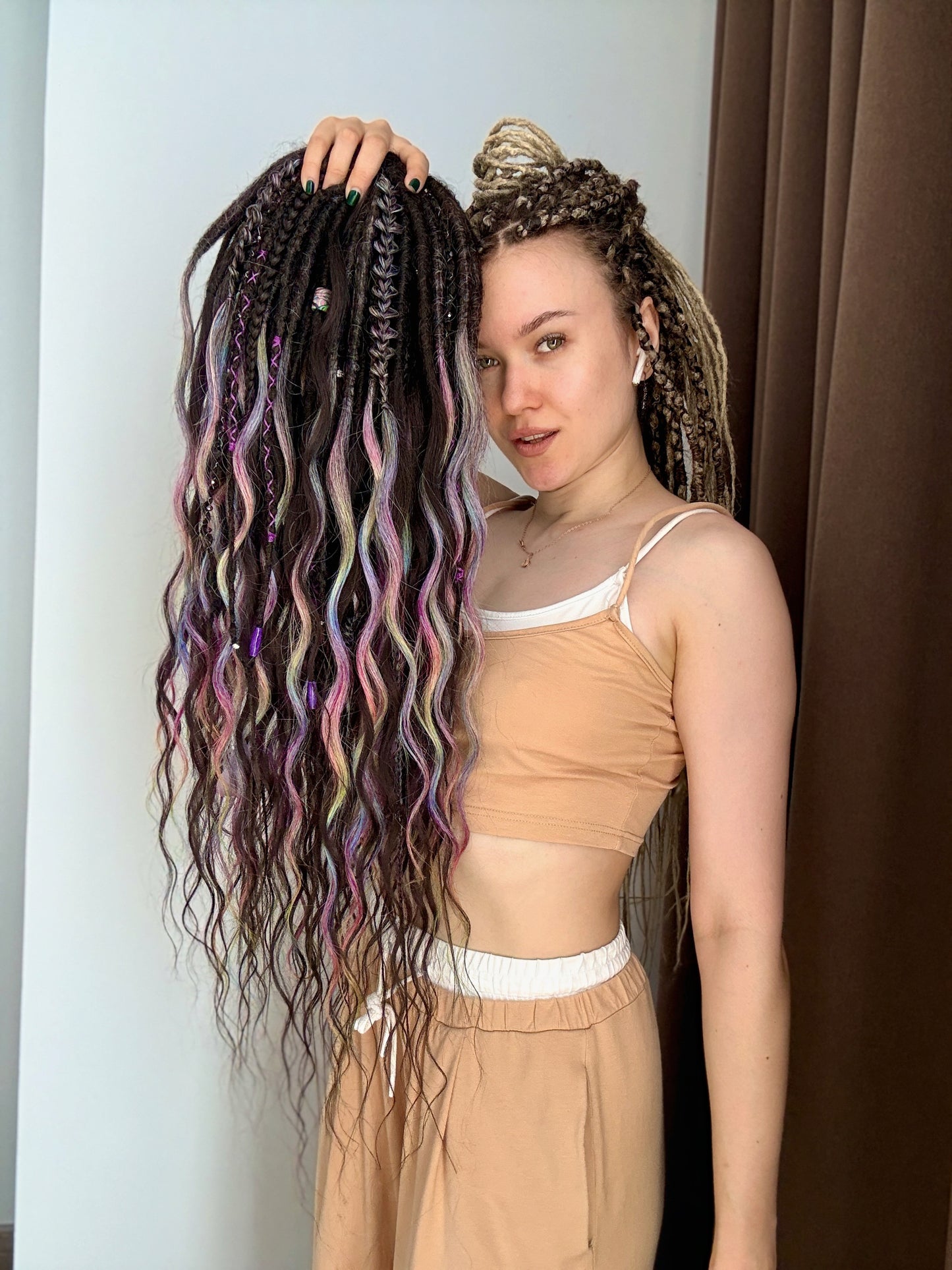 Rainbow Galaxy Dreadlocks – Curly Fantasy Hair Extensions (DE / SE)
