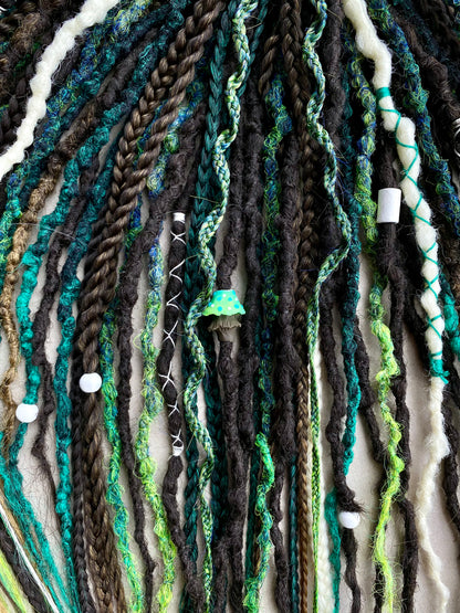 Forest Spirit Dreadlocks - Green & Brown Ombre | Handmade Fantasy Hair
