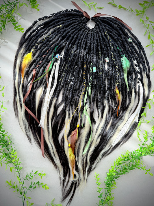 Black & Blonde Dreadlocks with Human Hair Tips – 80 cm SE Full Set