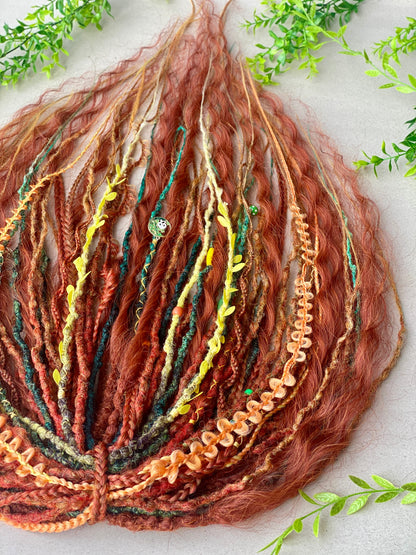 Autumn Nymph Dreadlocks – Copper & Ginger Forest Fantasy DE Hair Extensions