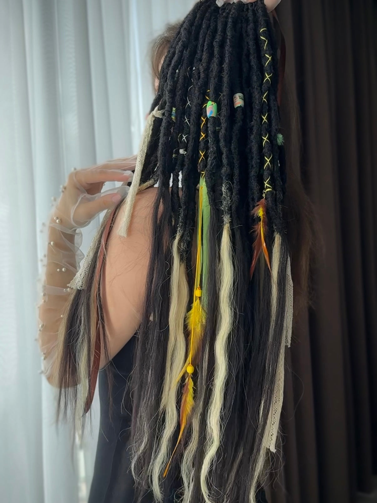 Black & Blonde Dreadlocks with Human Hair Tips – 80 cm SE Full Set