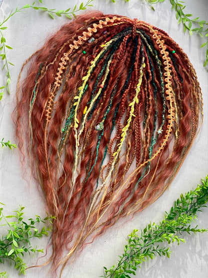 Autumn Nymph Dreadlocks – Copper & Ginger Forest Fantasy DE Hair Extensions