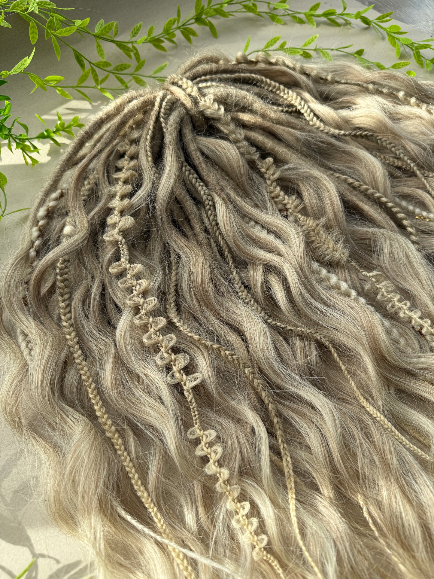 Blonde Dreadlock Set with Waves and Braids – Soft Boho Synthetic Hair Extensions