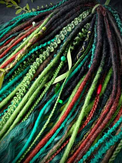 Deep Green & Black Witchy Full Dreads Set: Extra Long 90cm Collector’s Set