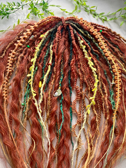 Autumn Nymph Dreadlocks – Copper & Ginger Forest Fantasy DE Hair Extensions