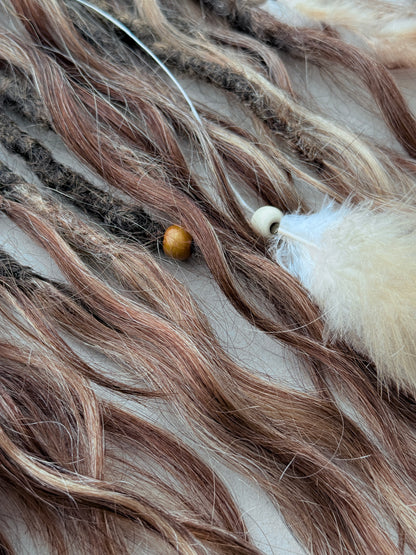 Brown Partial Dreadlock Set with Human Hair Ends | 26 DE Dreads for Undercut or Nape Install | Handmade Boho Dread Extensions | Ready to Ship