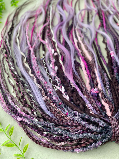 Witchy Purple & Pink Dreadlocks – Lavender Ombre Full Set Fantasy Hair Extensions
