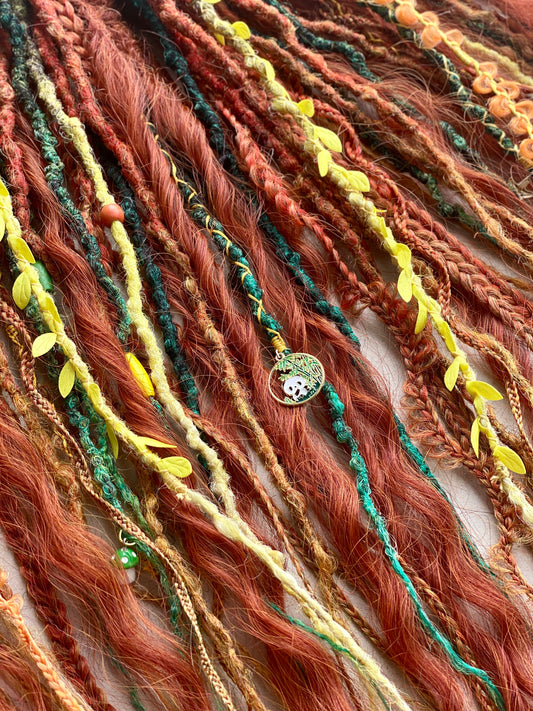 Autumn Nymph Dreadlocks – Copper & Ginger Forest Fantasy DE Hair Extensions