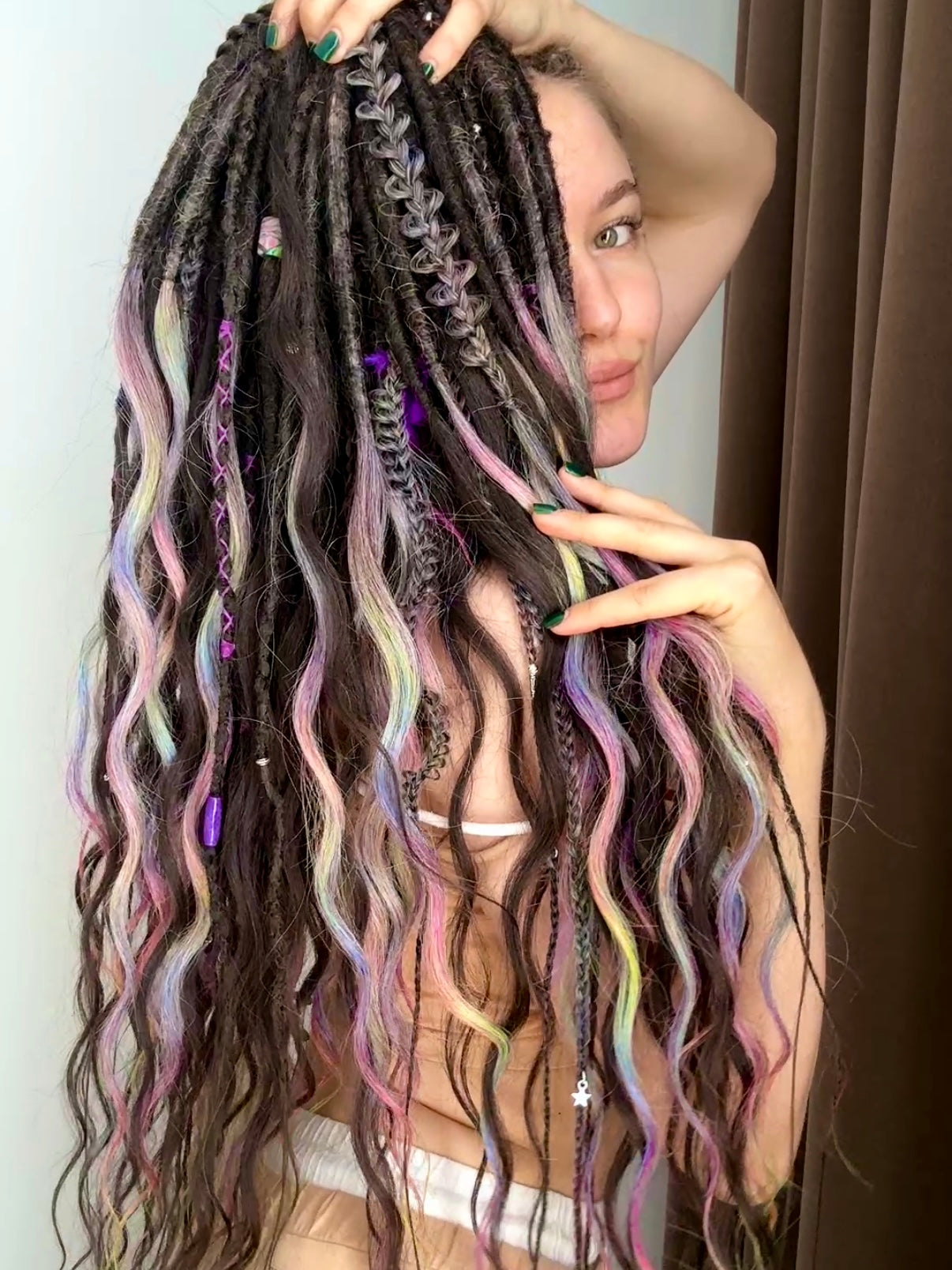 Rainbow Galaxy Dreadlocks – Curly Fantasy Hair Extensions (DE / SE)