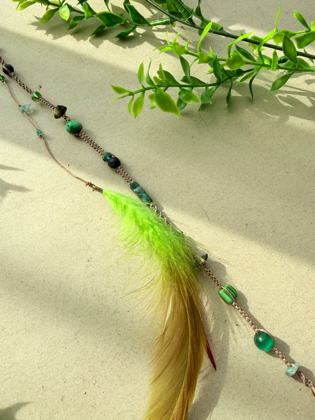 Forest Spirit Lula & Handmade Beaded Charm Set | Natural Stone Dread Wrap & Polymer Clay Dread Accessories