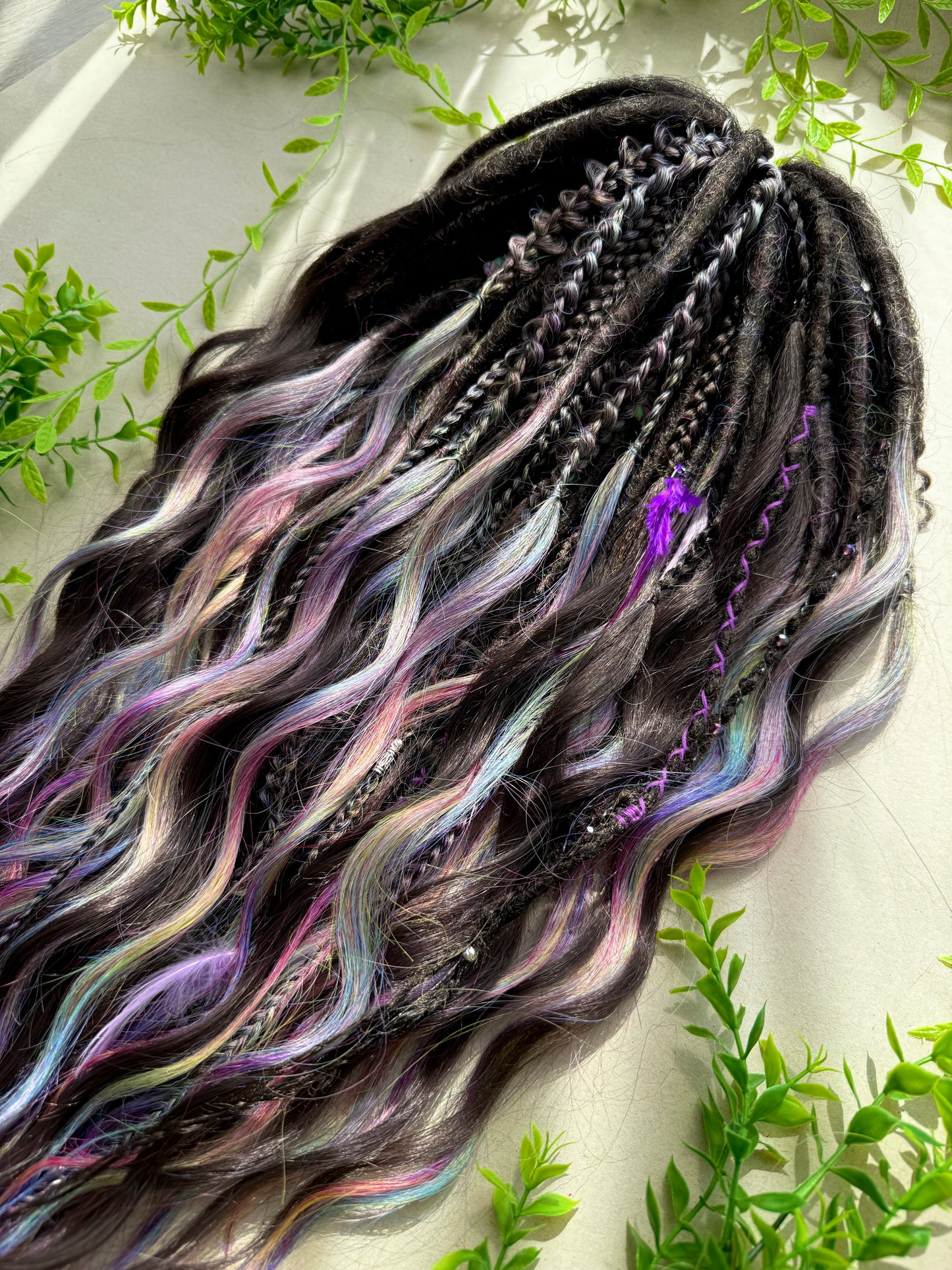 Rainbow Galaxy Dreadlocks – Curly Fantasy Hair Extensions (DE / SE)