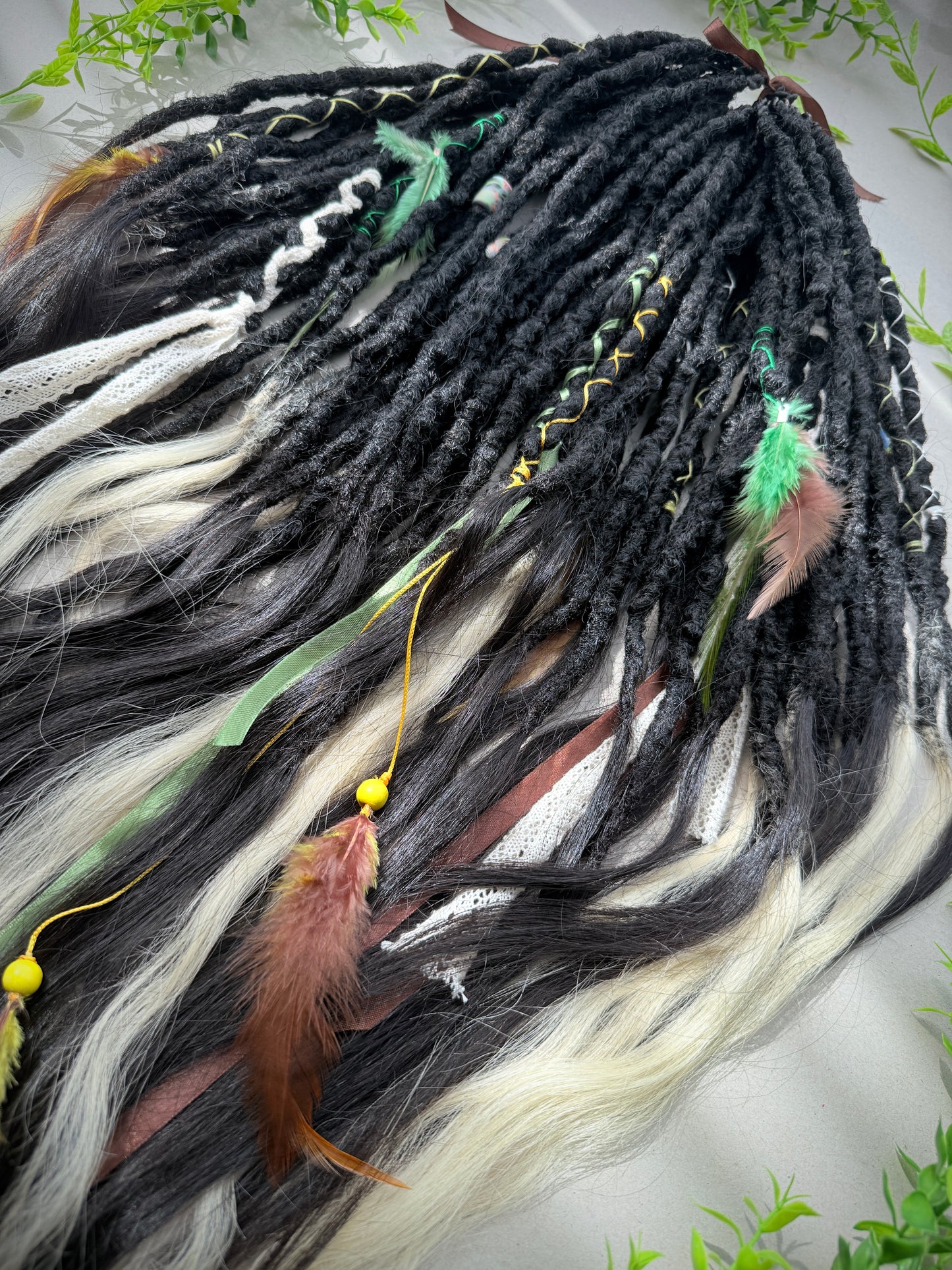 Black & Blonde Dreadlocks with Human Hair Tips – 80 cm SE Full Set