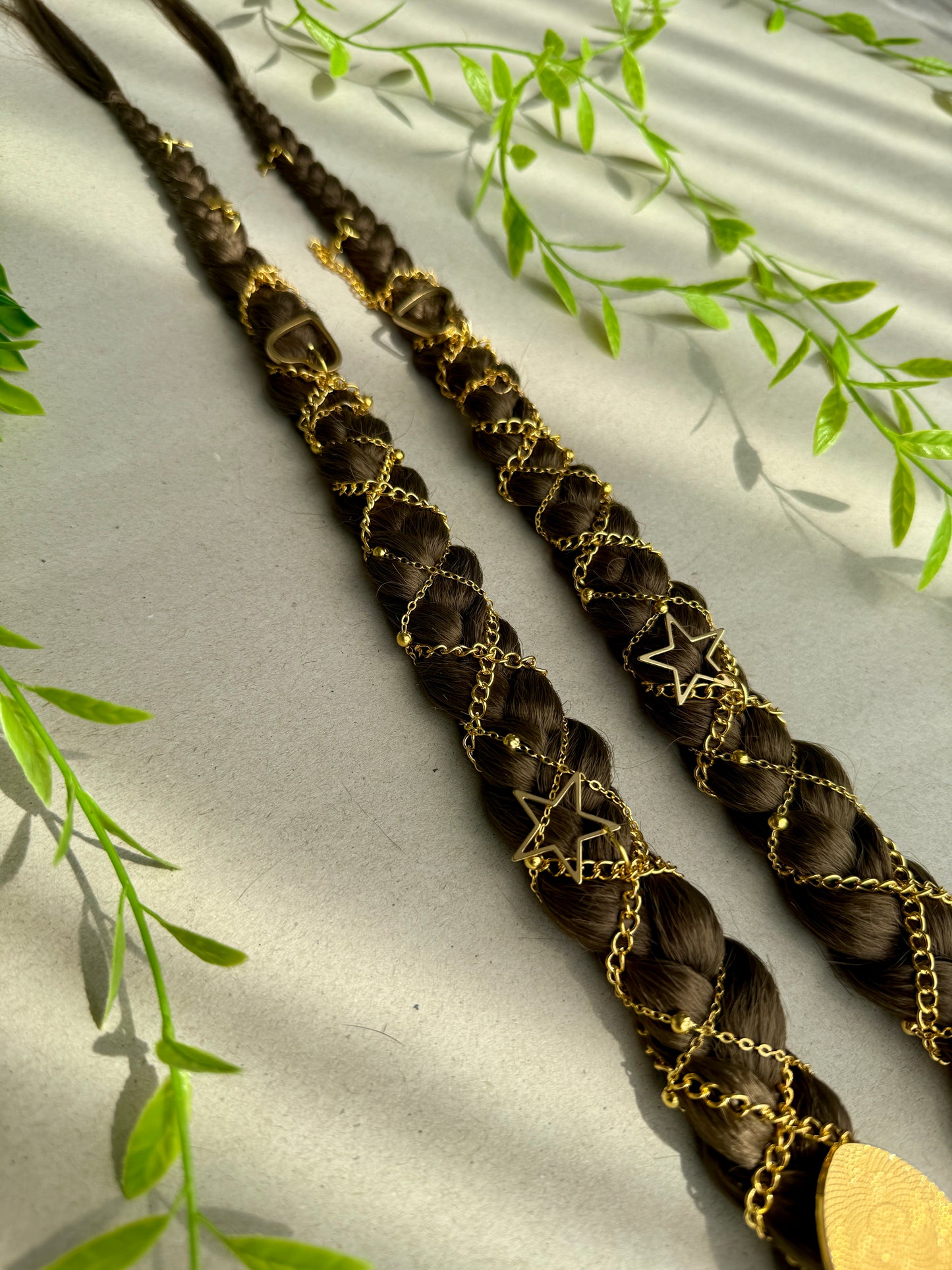 Clip-In Braided Hair Extensions with Charms – Boho Festival Hairpiece (Set of 2)