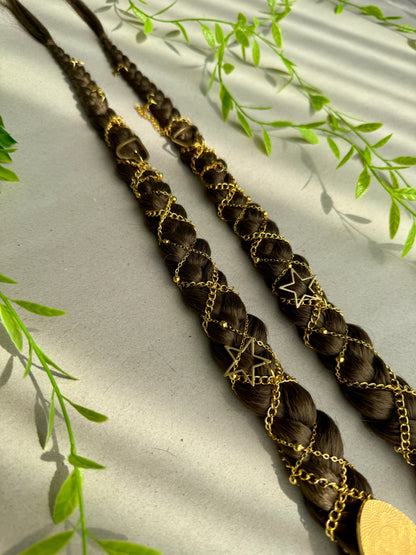 Clip-In Braided Hair Extensions with Charms – Boho Festival Hairpiece (Set of 2)