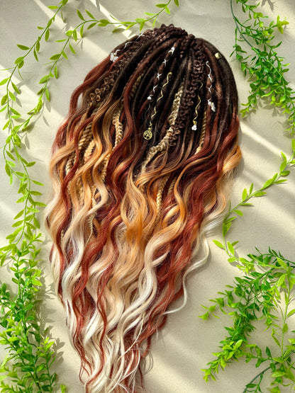 Honey Flame Dreadlocks – Ginger & Blonde Ombre Curly Fantasy Hair Extensions