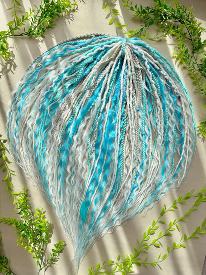 Snow Queen Dreadlocks – White, Ice Blue & Gray Full Set Fantasy Hair Extensions