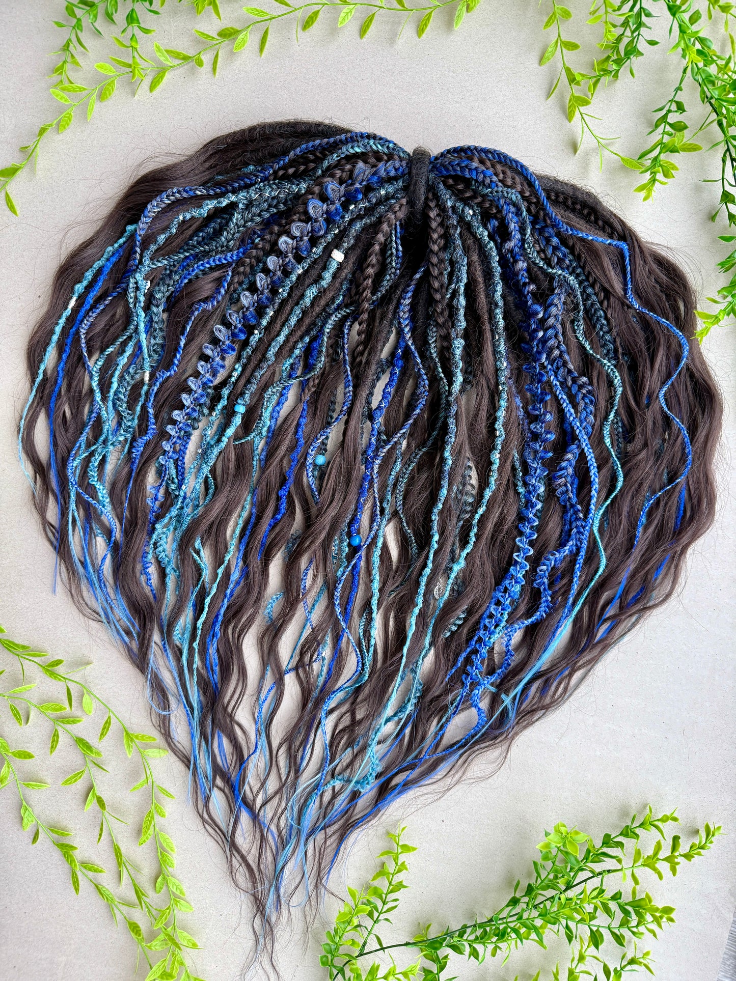 Blue Mermaid Dreadlocks – Teal & Sapphire Fantasy Hair Extensions (DE / SE)