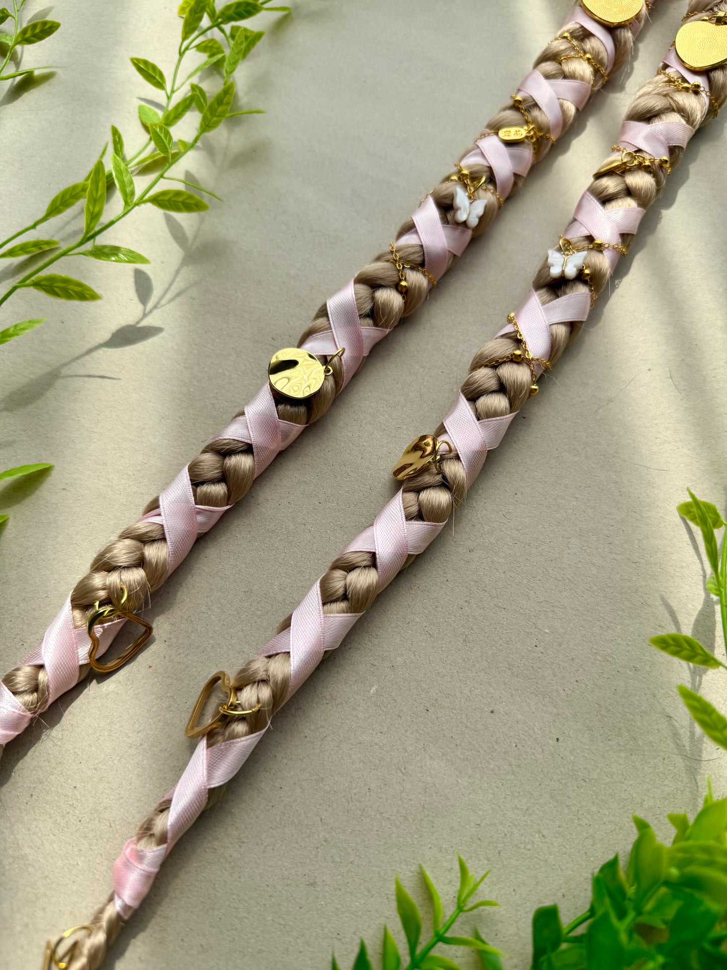 Clip-In Braided Hair Extensions with Charms – Boho Festival Hairpiece (Set of 2)